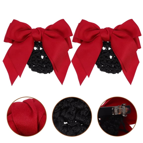 PAMINGONO 2Pcs Red Cloth Hair Bun Clips for Women in Professional and Formal Environments