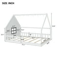 thumbnail image 2 of Harper & Bright Designs Full Size Floor Bed for Kids, Wood Montessori Bed with Fence & LED Light, Full House Bed with Window and Roof for Girls & Boys, White, 2 of 11