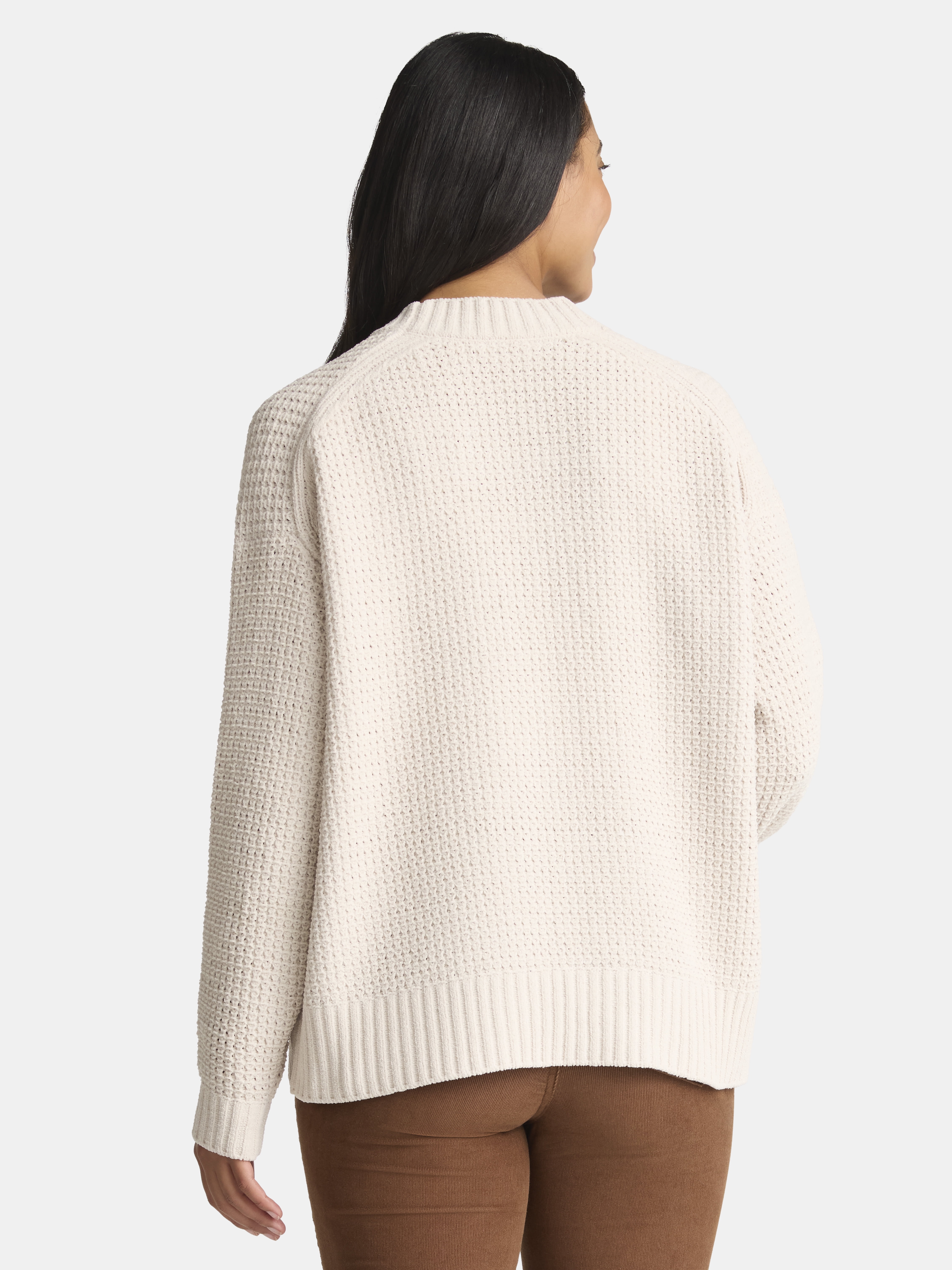 Time and Tru Women's Chenille Cardigan Sweater, Midweight, Sizes XS-XXXL