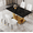 Black Table&4 White Chairs, variant on TesNus 7-Piece 63" Glass Dining Table Set, Tempered Glass Table with Gold Metal Base and 6 PU Leather Chairs for Dining Room