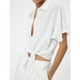 thumbnail image 5 of Regular Fit Short Sleeve Buttoned Tie Front Crop Shirt, 5 of 6