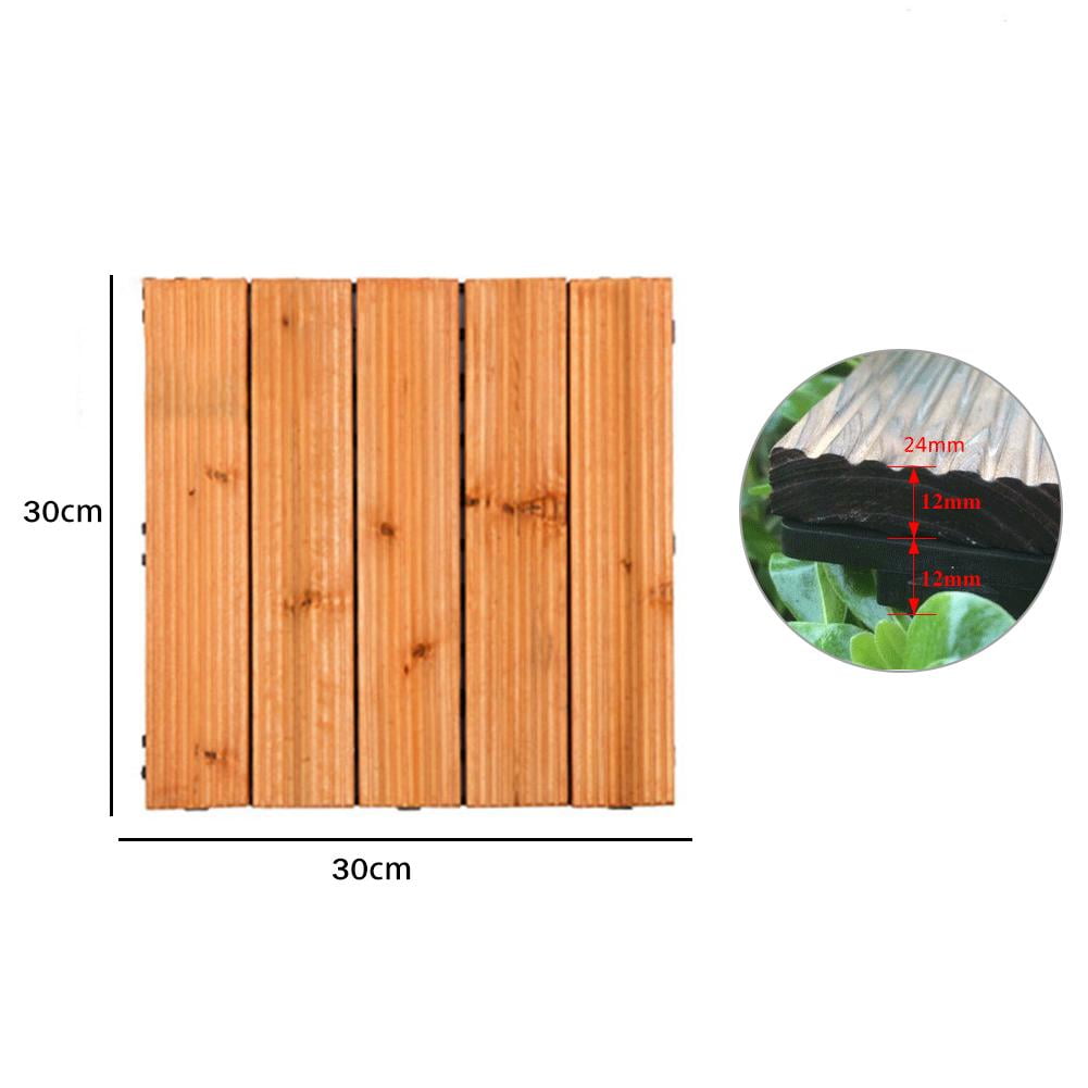 Anti-Slip Wooden Garden Patio Interlocking Decking Flooring Tiles 30cm x 30cm