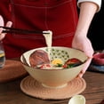 thumbnail image 6 of Ceramic Ramen Bowl Set of 2, 40oz Japanese Noodle Bowls with Spoons & Chopsticks Porcelain Large Soup Bowl for Pho, Udon, Retro Style Tableware Microwave & Dishwasher Safe, Twig, 6 of 9
