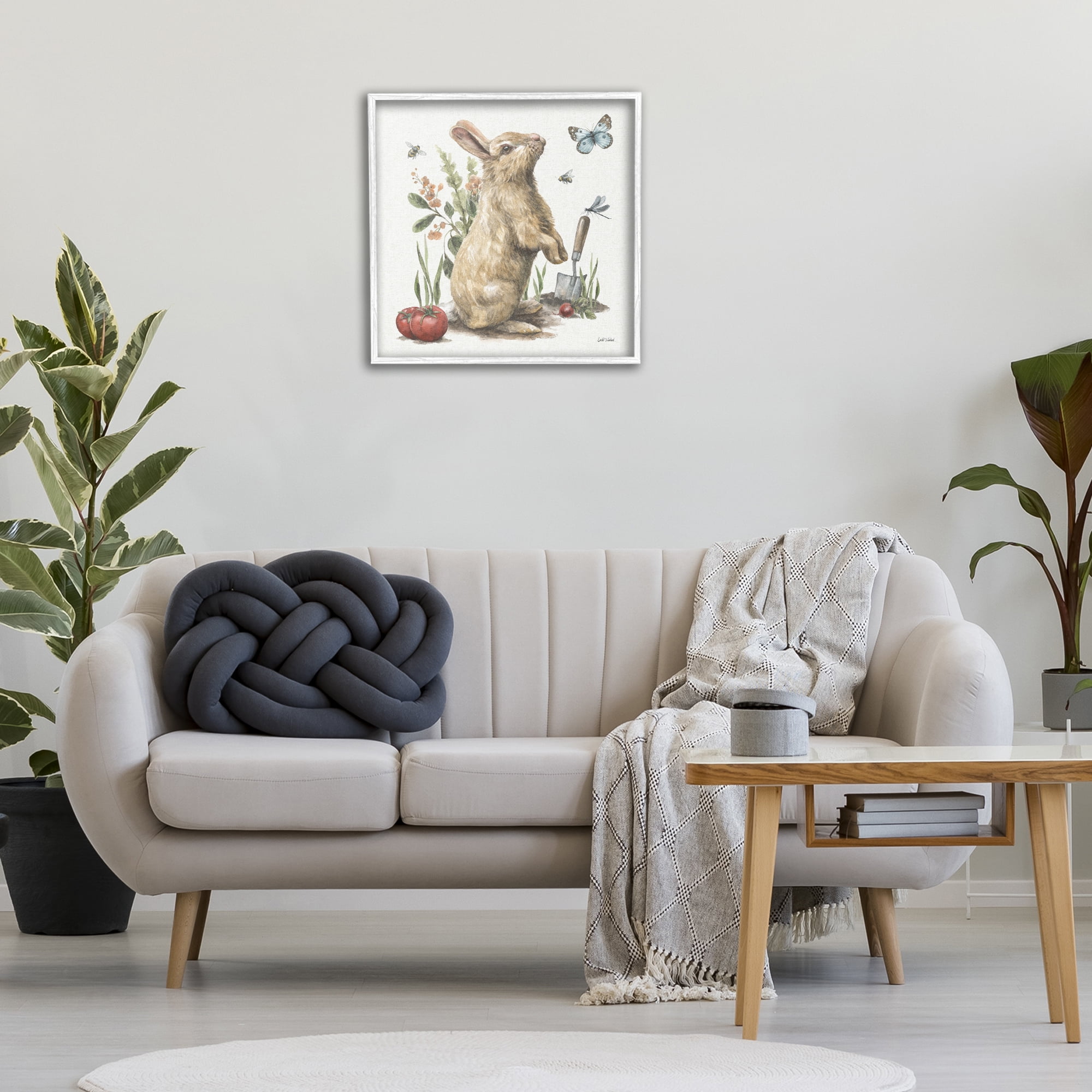 Stupell Industries Garden Patch Rabbit Animals & Insects Painting White Framed Art Print Wall Art, 24 x 24