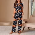 thumbnail image 2 of Halloween Pajamas Halloween Printed Short Sleeve Long Pants Pajamas for Women Set, 2 of 6