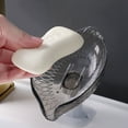 thumbnail image 4 of Leaf-Shape Self Draining Soap Dish with 45 Degree Slanted Design for Kitchen Counter No Punching Bar Soap Storage Tray for Shower Clear Gray, 4 of 5