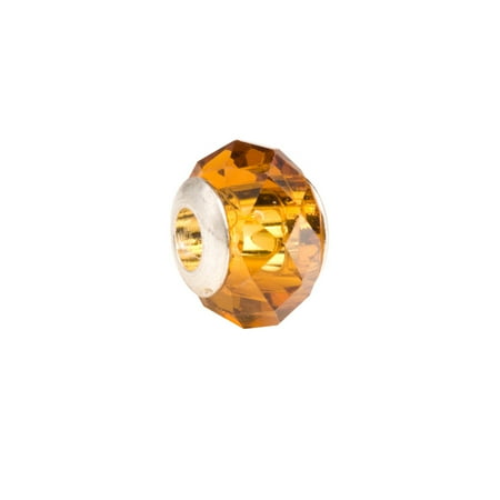 Gold Lampwork Glass Bead Gold Diamond Faceted Beauty Large Hole Beads Murano Lampwork European Glass Crystal Charms Beads Spacers Fit Pandora Troll Chamilia Carlo Biagi Zable Snake Chain Charm Bracelets 10x13.5mm 4pcs ()