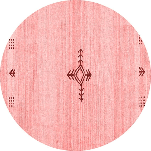 Ahgly Company Indoor Round Solid Red Modern Area Rugs, 6' Round