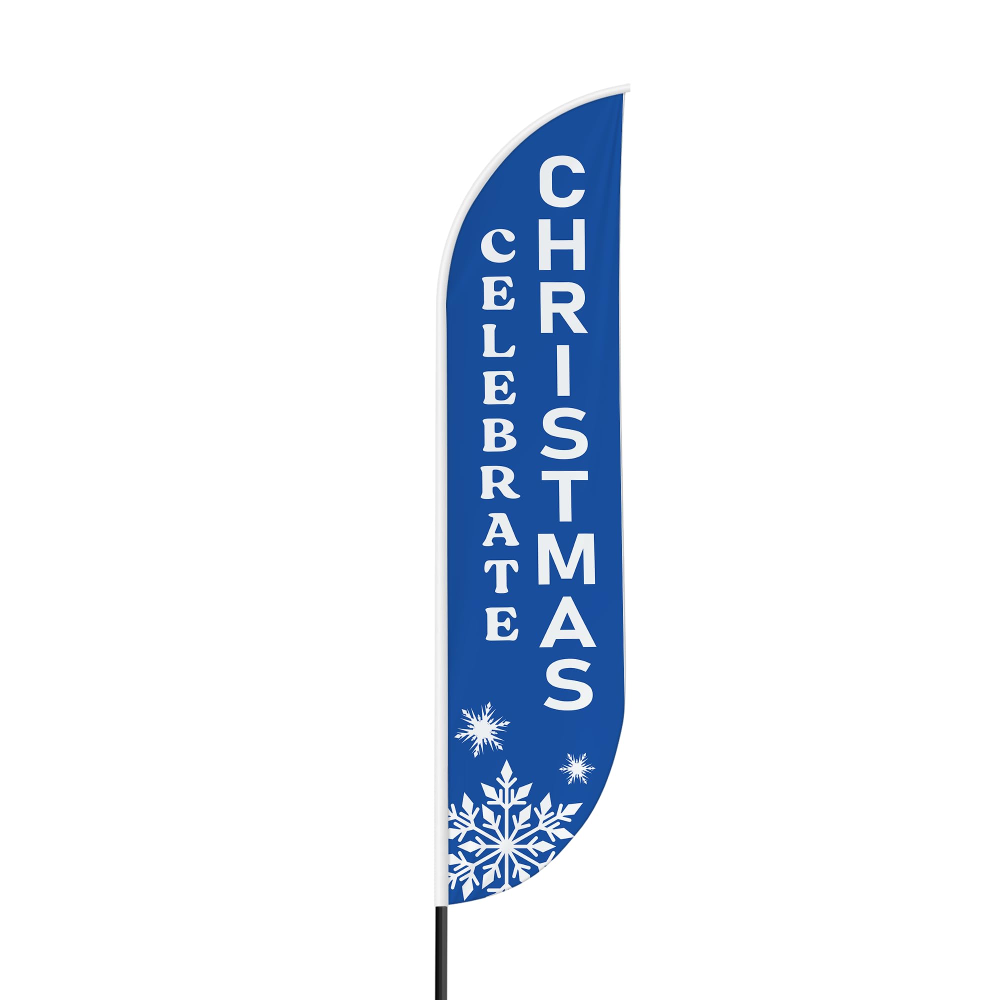 Celebrate Christmas Sign feather flag Pole kit for Outdoor by Mavis | 15 FEET Tall Polyester Banner Flag Pole Mount with Cover Easy Hang | HD Print Swooper Flags Promote Church Activity