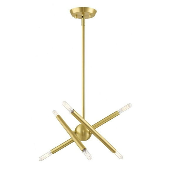 Mid Century Modern Six Light Chandelier-Satin Brass Finish Bailey Street Home 218-Bel-4188745