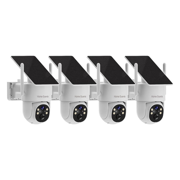 Homeguards WIFI6 Wireless Security Camera System 2K PTZ AI Motion Detection Color Night Vision Solar Battery Powered Indoor Outdoor 4-Pack