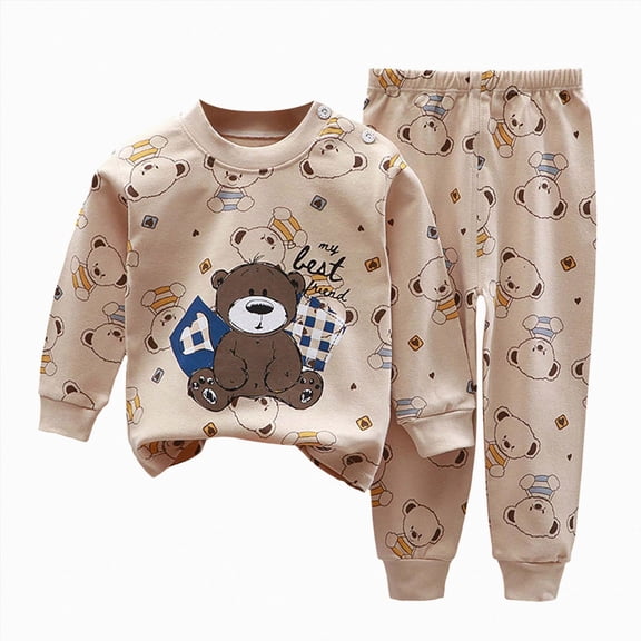 HFHAPW Toddler Girl Boys Pajamas Set Long Sleeve Pjs Baby Kids Sleepwear Winter Jammies
