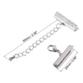 thumbnail image 2 of 5Sets Ribbon Crimp Clamp Ends Lobster Claw Clasps & Chain 25mm Stripe Silver, 2 of 6