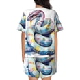 thumbnail image 6 of Daiia Watercolor Snake Pattern Womens Pajama Sets Short Sleeve Pajamas for Women Sets Soft Lounge Sets Casual Round Neck Sleepwear PJS-Large, 6 of 7