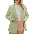 thumbnail image 3 of Dazajoo Women's Casual Blazer Jacket Lapel Collar Double Breasted Suit Jackets with Pockets Business Wedding Dressy Blazers,Light Blue,M, 3 of 7
