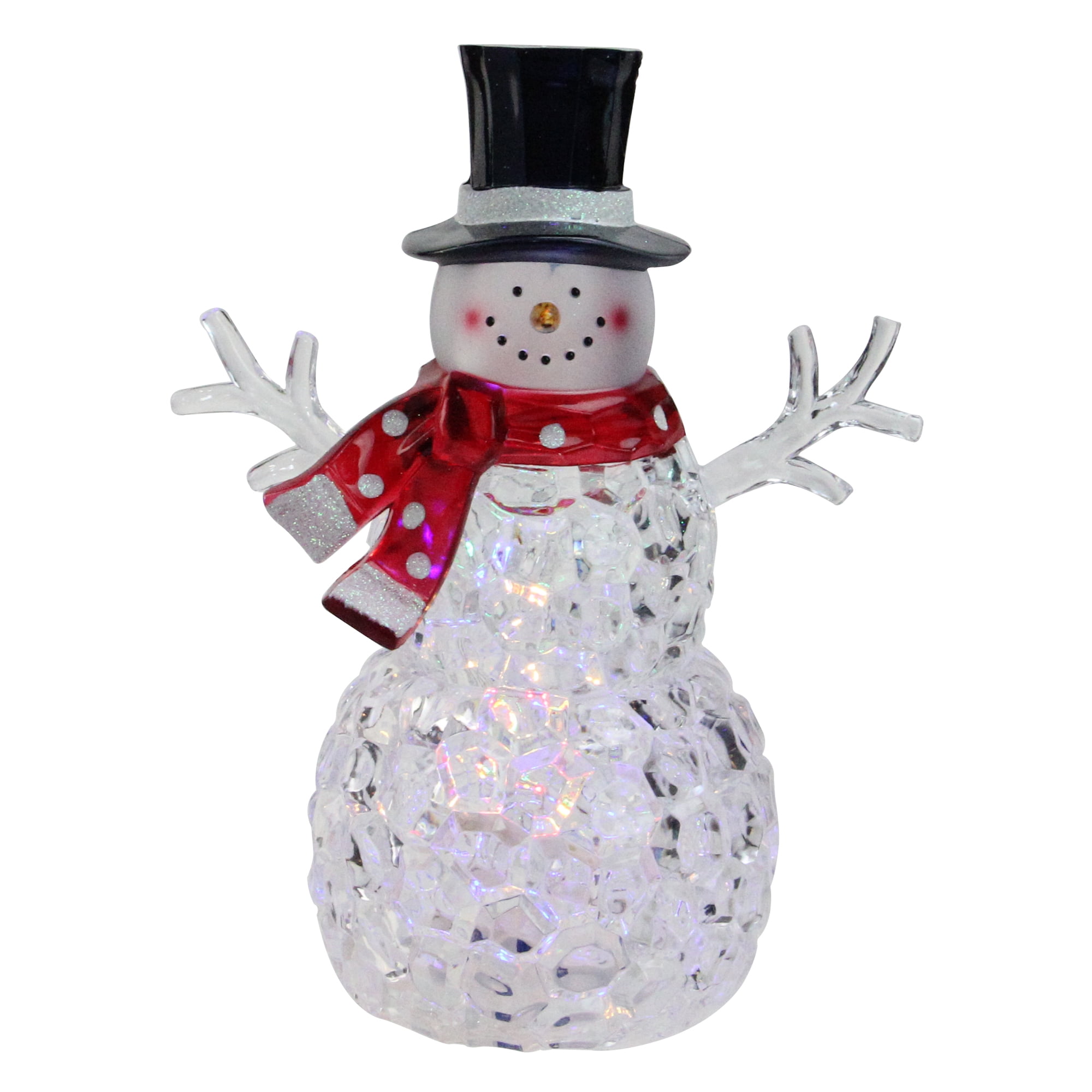 8.5" Battery Operated LED Lighted Snowman with Scarf and Top Hat
