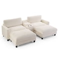 thumbnail image 3 of Ebello Oversized Modular Sofa Set, Loveseat with Ottomans & Center Console with Cup Holders – Corduroy Overstuffed Fabric Sofa Bed for Living Room,Easy Assembly(White), 3 of 9