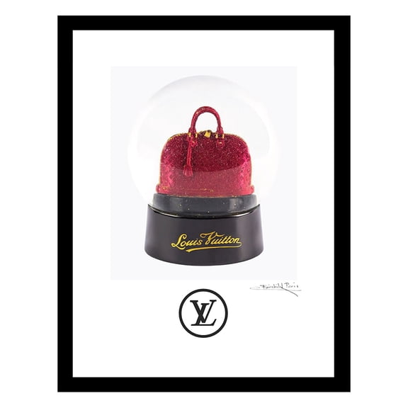 Glitsy Fashion Designer Bag Snow Globe - Framed Print