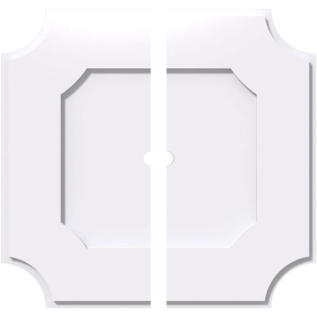 Ekena Millwork CMP38LE2-02000 38 in. OD x 2 in. ID Square Locke Architectural Grade PVC Contemporary Ceiling Medallion - 2 Piece