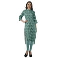 thumbnail image 3 of Moomaya Kurta Tunique Ourlet Droit Imprimé pour Femmes Col Mandarin Kurti Tenue d'Été, 3 of 6