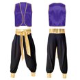 thumbnail image 3 of Disfraz de Halloween para hombre, Príncipe mítico Aladin, Carnaval, disfraz de fiesta, chaleco con adornos de lentejuelas y pantalones con cinturón, 3 of 5