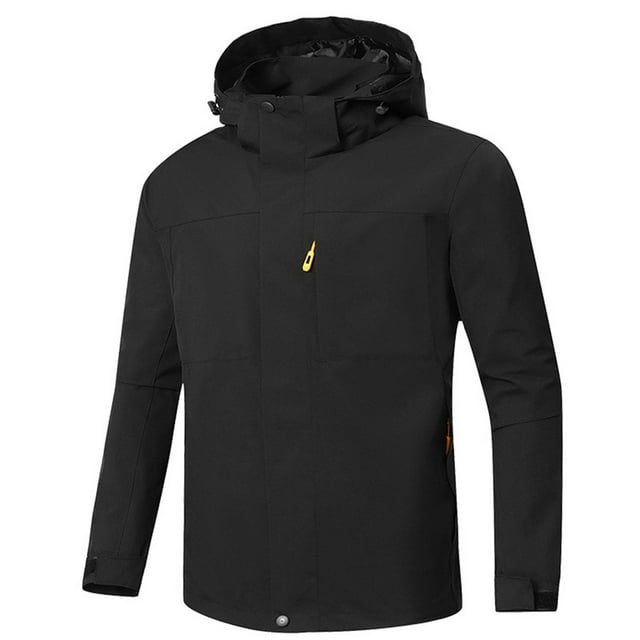 Pisexur Windbreaker Jacket ManSolid Color Water Resistance Drawstring Pockets Hooded Outdoor Jacket Coat Hiking Jacket Men Rain Coat Plus Size Jackets for Men