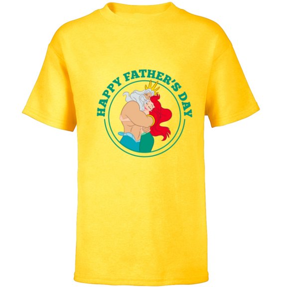 Disney The Little Mermaid Ariel and King Triton Father's Day - Short Sleeve T-Shirt for Kids - Customized-Yellow