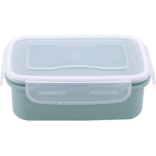 Caja de conservación de ensalada de frutas portátil Caja de almuerzo plegable Caja de almacenamiento multifuncional a prueba de humedad Cuadrado azul, 11 Feliz Sencillez