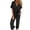 Black, variant on Women's Waist Tie V-Neck Wrap Front Jumpsuit Batwing Sleeve Casual Wide Leg Jumpsuit Breathable Lightweight Ideal for Summer Daily Wear