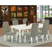 East West Furniture Dining Room Set Linen White, DOEN7-LWH-06