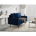 thumbnail image 5 of Enor Furniture Gault 58" Square Arm Modern Fabric/Metal Loveseat in Space Blue, 5 of 16