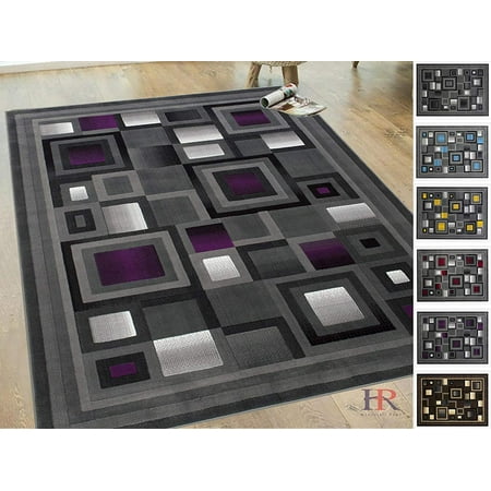 Gray And Purple Area Rug handcraft rugs purple and gray abstract geometric modern squares pattern area rug 5 ft. by 7 ft. ()