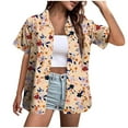 thumbnail image 2 of MAIHAN Women's Summer Hawaiian Shirts Floral Short Sleeve Button Down Shirts Hawaii Tropical Beach Tops(Light Yellow,L), 2 of 5