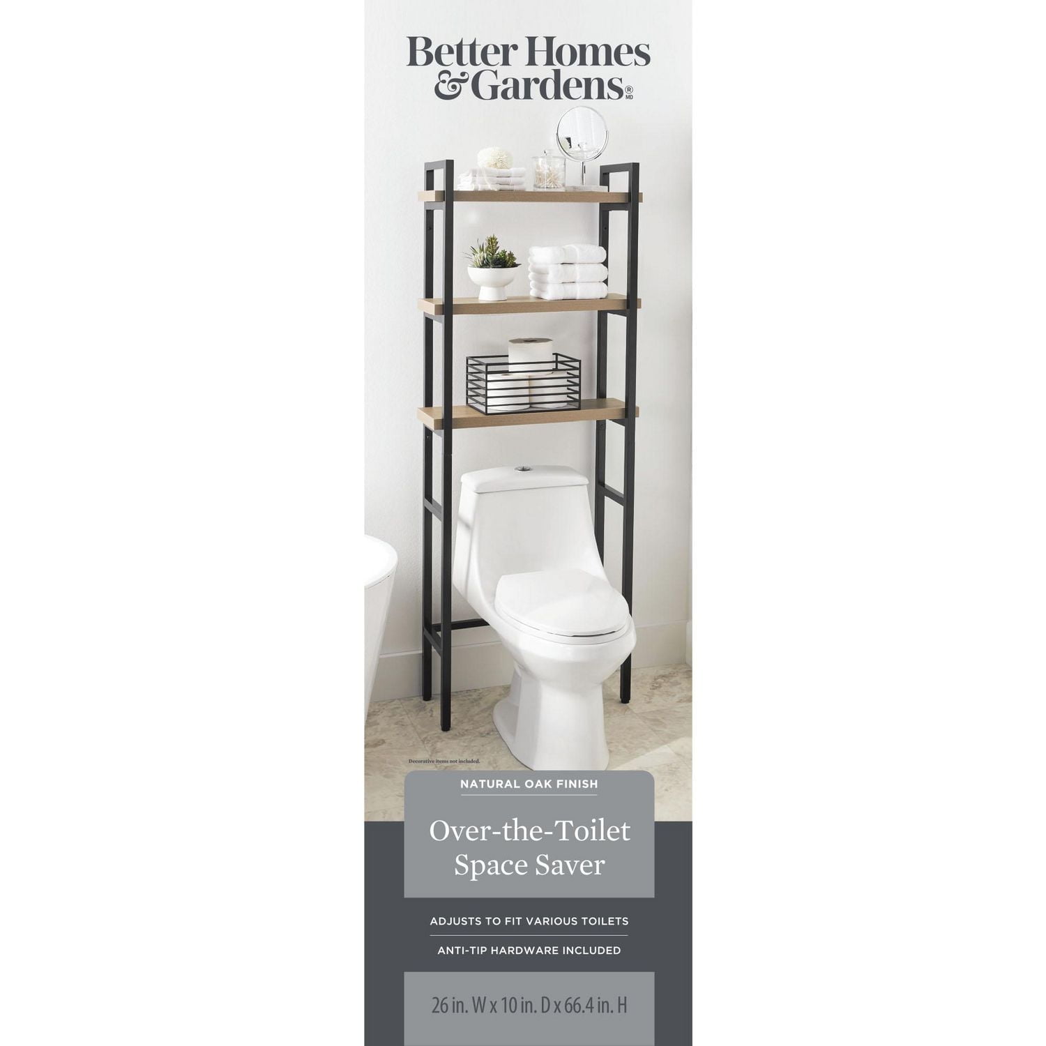 Better Homes & Gardens Jace Over-the-Toilet Bathroom Space Saver, Natural Oak Finish