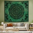 thumbnail image 6 of Boho Mandala Green Tapestry for Bedroom Aesthetic, Hippie Indian Vintage Floral Decor Wall Hanging, Bohemian Ceiling Flower Plants Art Backdrop Wall Tapestries for Dorm Living Room, 6 of 8
