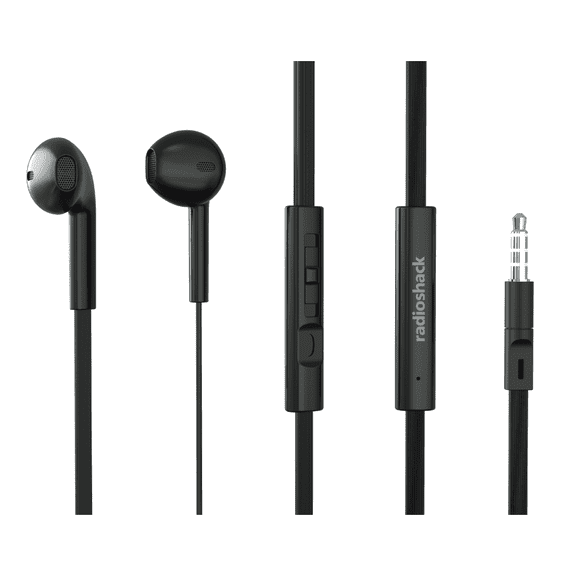 RadioShack Stereo Earphones with Microphone 3304244 Black