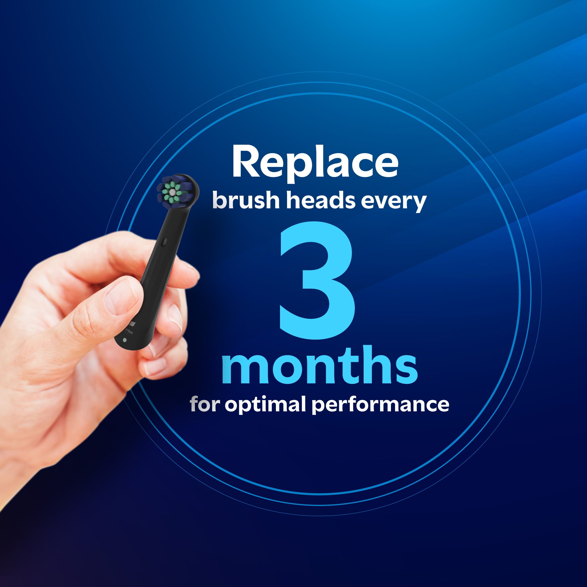 Equate Trios Premium Clean Replacement Heads for Oral-B iO Electric Toothbrushes, Black, 2 Count