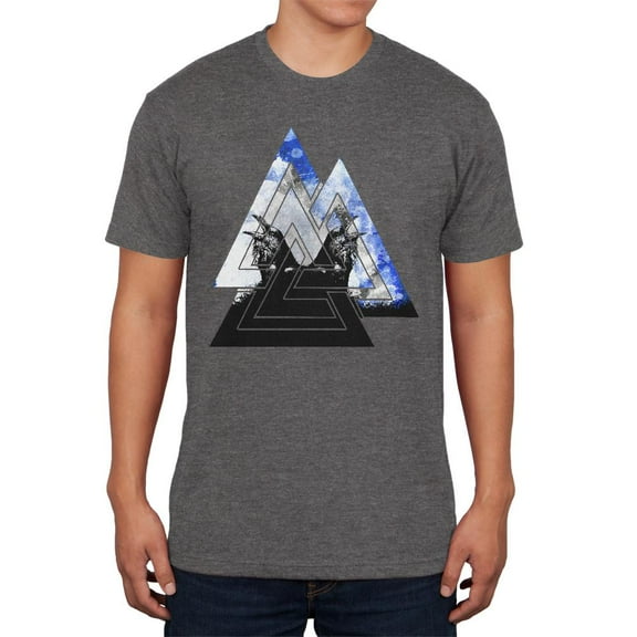 Viking Odin Valknut Huginn Muninnn Ravens Mens Soft T Shirt Charcoal Heather LG