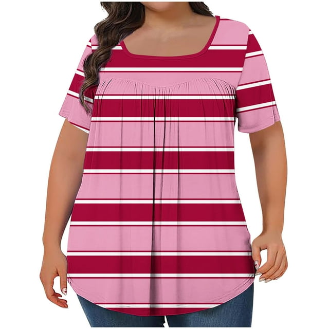 Pisexur Womens Tops Boasting Colorful Stripes Along With Short Sleeve Tops in Multiple Hues Suitable for Plus Size Tops for Women’s Styling & Womens Blouses