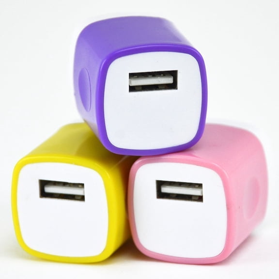 Spark Electronic 3 PC Dual Color 2-Tone Universal USB Travel Home 1.0 AMP Power Adapter Wall Charger Plug for iPhone 7/7 plus 6/6 plus 5S 5 Samsung Galaxy S5 S4 S3 HTC One M8 LG G2 G3 L2