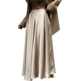 thumbnail image 2 of Skirts for Women High Waist Skirt Elegant Midi Skirt Satin Khaki S, 2 of 9