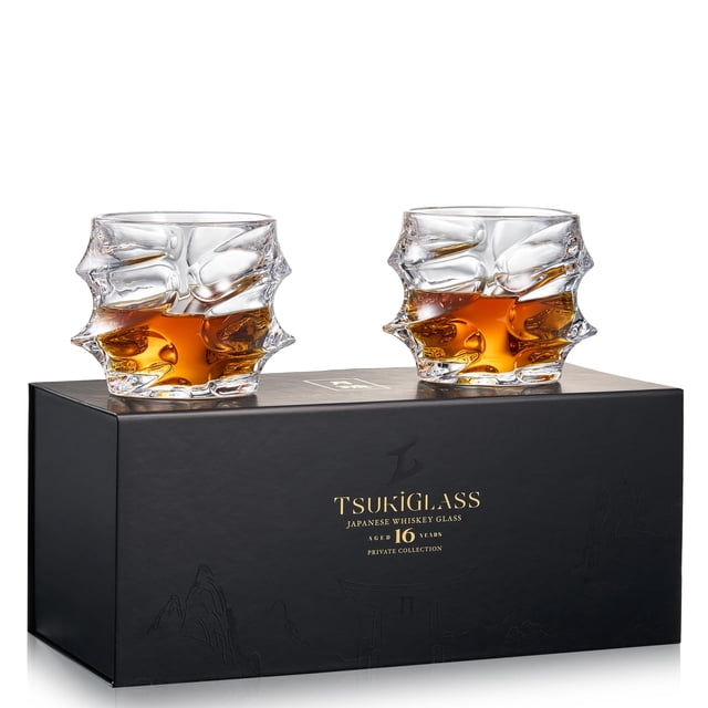 Juego de 2 vasos para whisky TSUKIGLASS Storm de cristal sin plomo de 10 oz