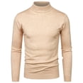 thumbnail image 2 of Pompotops Chandail en Tricot à Col Montant Mi-Haut Décontracté pour Homme, Couleur Unie, Manches Longues, Chandail, Haut, Couche de Base, en Solde, 2 of 5