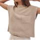 thumbnail image 1 of Chaleco De Suéter De Punto Suéter de punto Chaleco Casual Sin mangas Tanques Bolsillo superior para fiesta (Beige 4XL) Cgtredaw Para estrenar, 1 of 1