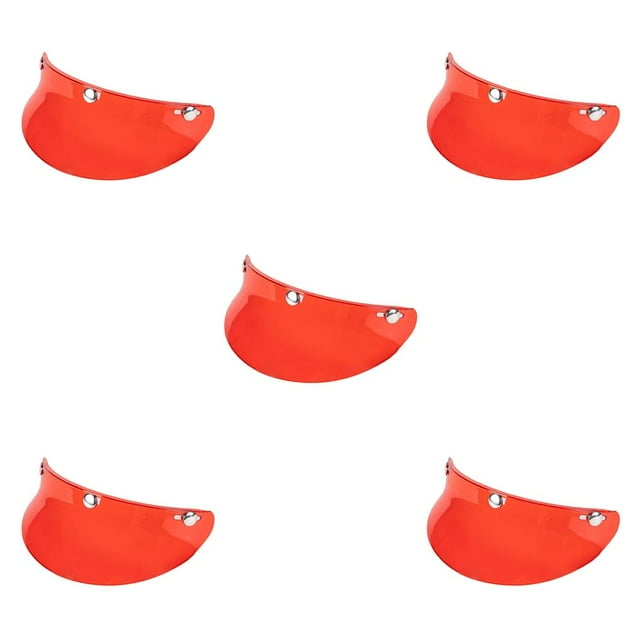 ZheElen Adjustable Motorcycle Visor Peak UV Sun Visor for Customizable Sun Open Face Transparent Red 5Set