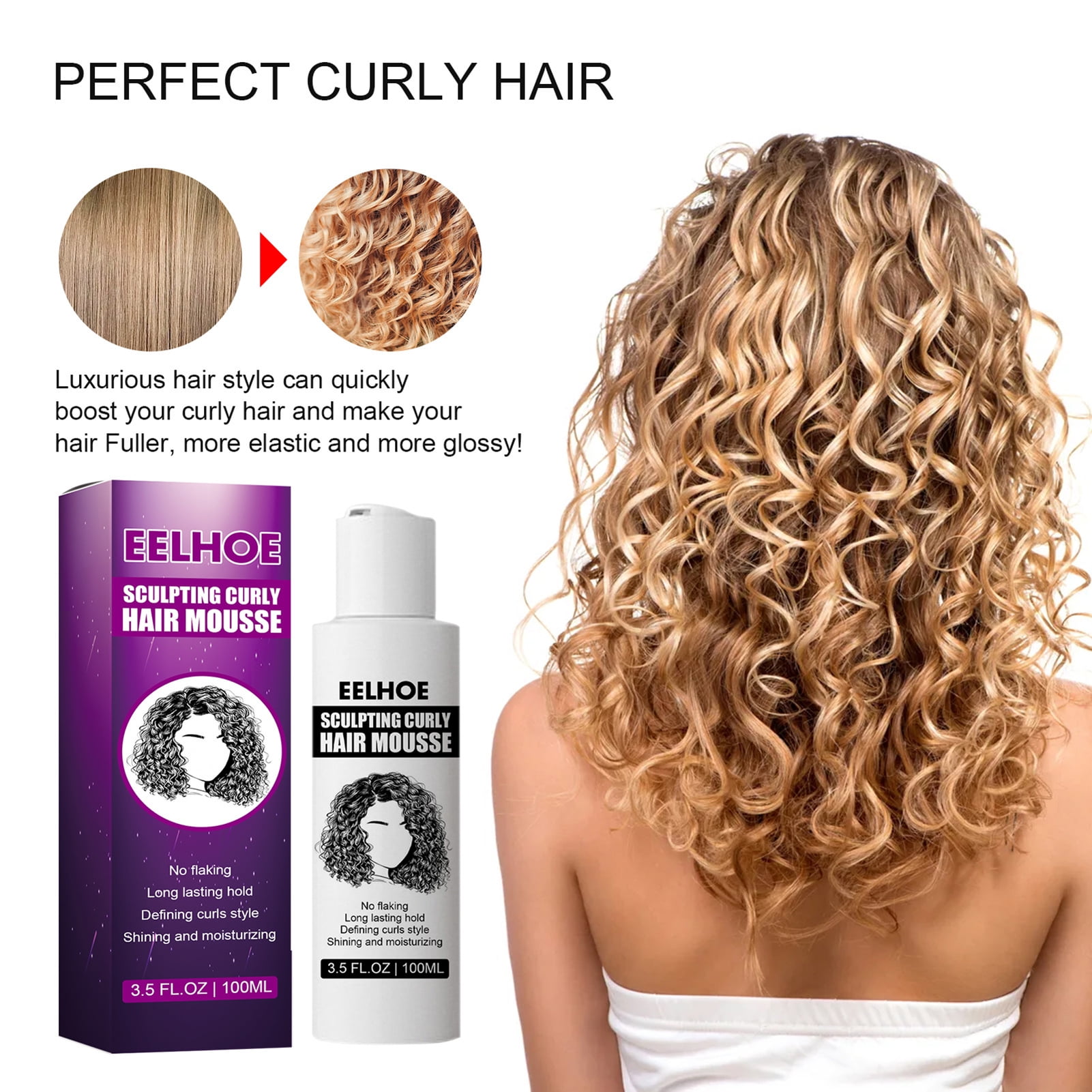 Yixx 100ml Long Lasting Hair Mousse Brighten Hair Color Natural Curl Boost  Sculpting Hair Bounce Cream for Women 