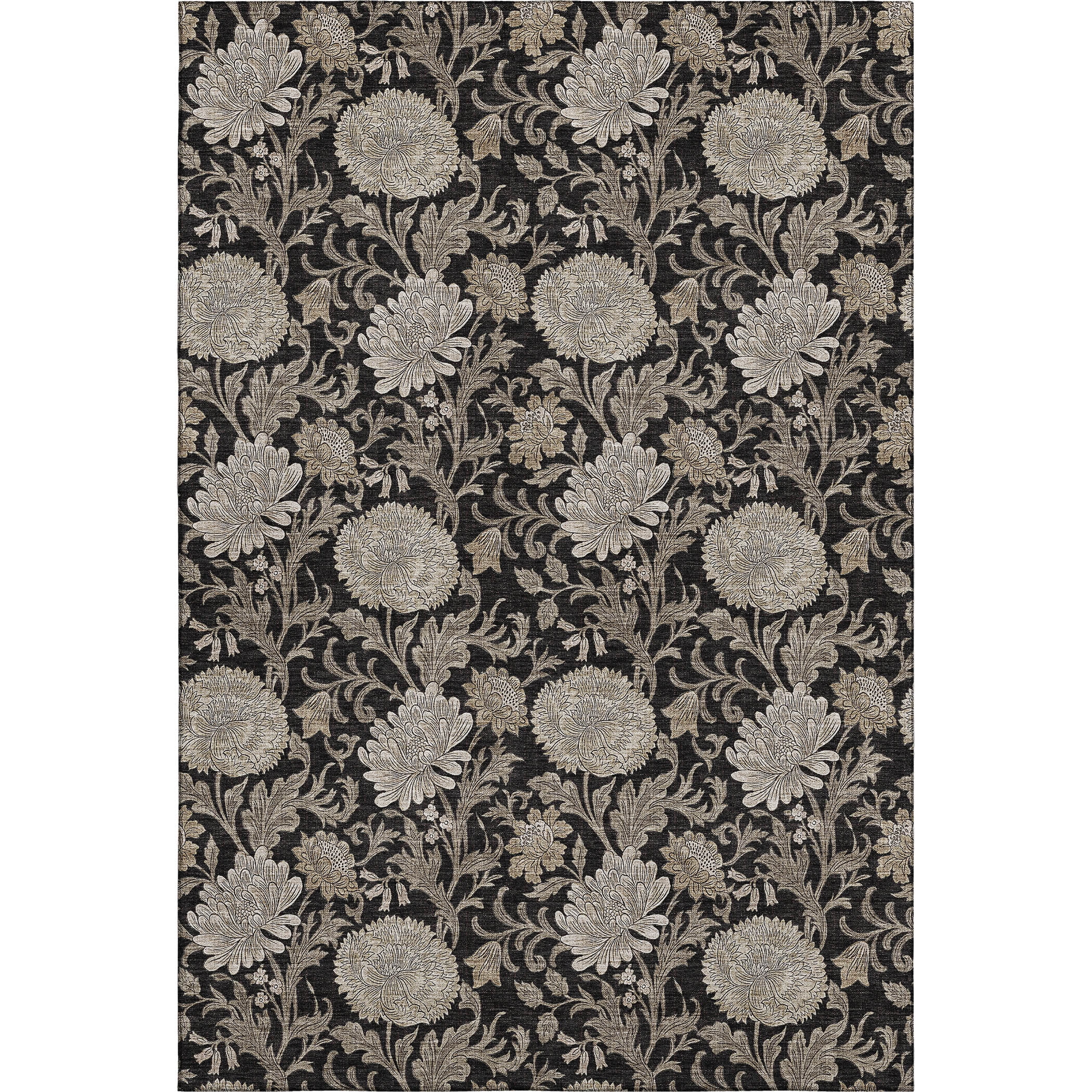 Addison Rugs Mayfield Washable Transitional Floral Black Rectangle Rug, 2'6" x 3'10"