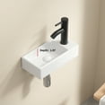 thumbnail image 2 of Wall Hung Basin Sink Small Cloakroom Basin Rectangle Ceramic Wash Basin Left Hand without Tap & Drain, 2 of 8