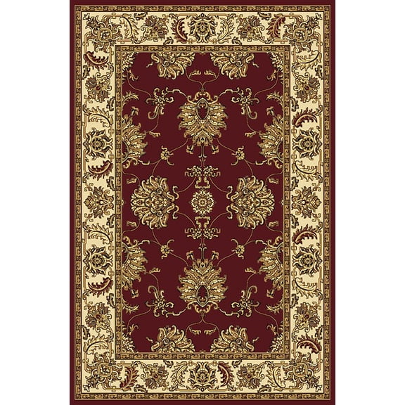 Vitaly Wharton Area Rug 1330 Burgundy European Bordered 5' 5" x 8' 3" Rectangle