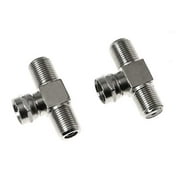 Maxmoral 2pcs F-Type Connector Male to Dual Female 3 Way Splitter Adapter 1x Male to 2X Female Coaxial Cable Connector